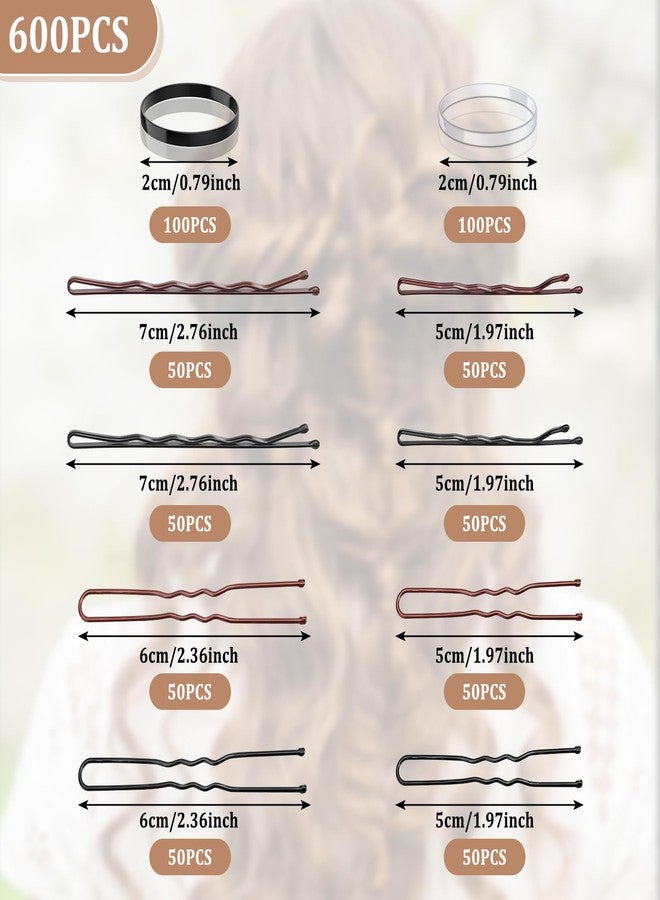 Draupnir 600PCS Bobby Pins Hair Pins Kit, Brown & Black Hair Clips & Bands with Storage Box, Hair Clips Bobby Pins for Women Hair Accessories - Image 2